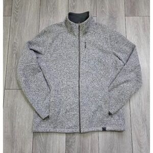 LL Bean Mens L Tall Sweater Fleece Jacket Gray Full Zip Warm Outdoor Layer